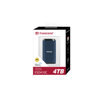 TRANSCEND – TS4TESD410C – 4TB, Water Resistant External SSD, ESD410C, USB 3.1 Gen2, Type C + Type A CABLE – HIGH SPEED – 2000 Mbps